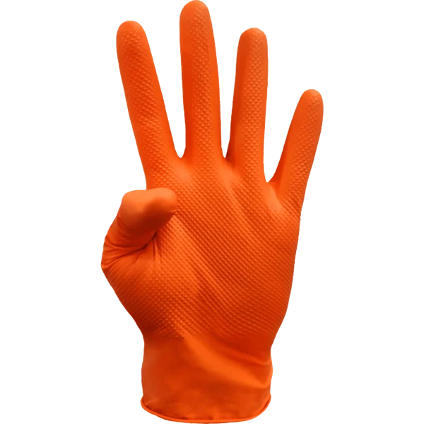 Cuatro_gasa_extreme_grip_orange_safeguru_02 GUANTES NITRILO ESPECIAL NARANJA(50u)