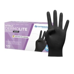 guantes-nitrilo-sin-polvo-dermolite-negro-100-uds-cuatro-gasa-guantes GUANTE NITRILO DERMOLITE NEGRO (100und)